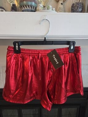 TAYDEY Red Athletic Shorts with Elastic Waistband